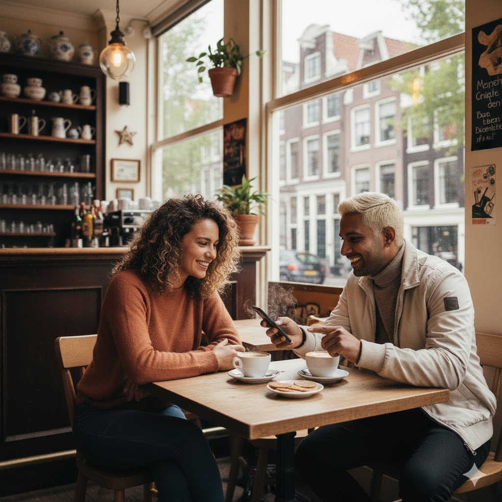 Car buyer studying Dutch vehicle records online